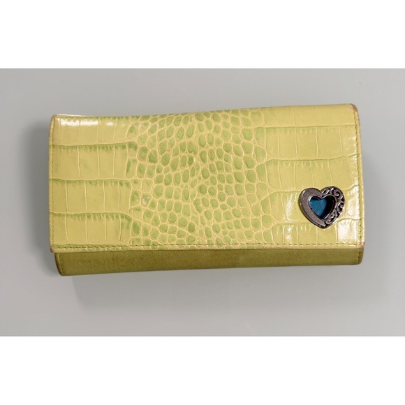 Brighton Handbags - Brighton Bellissimo Heart Wallet Crossbody Yellow Croc-Embossed Leather Design